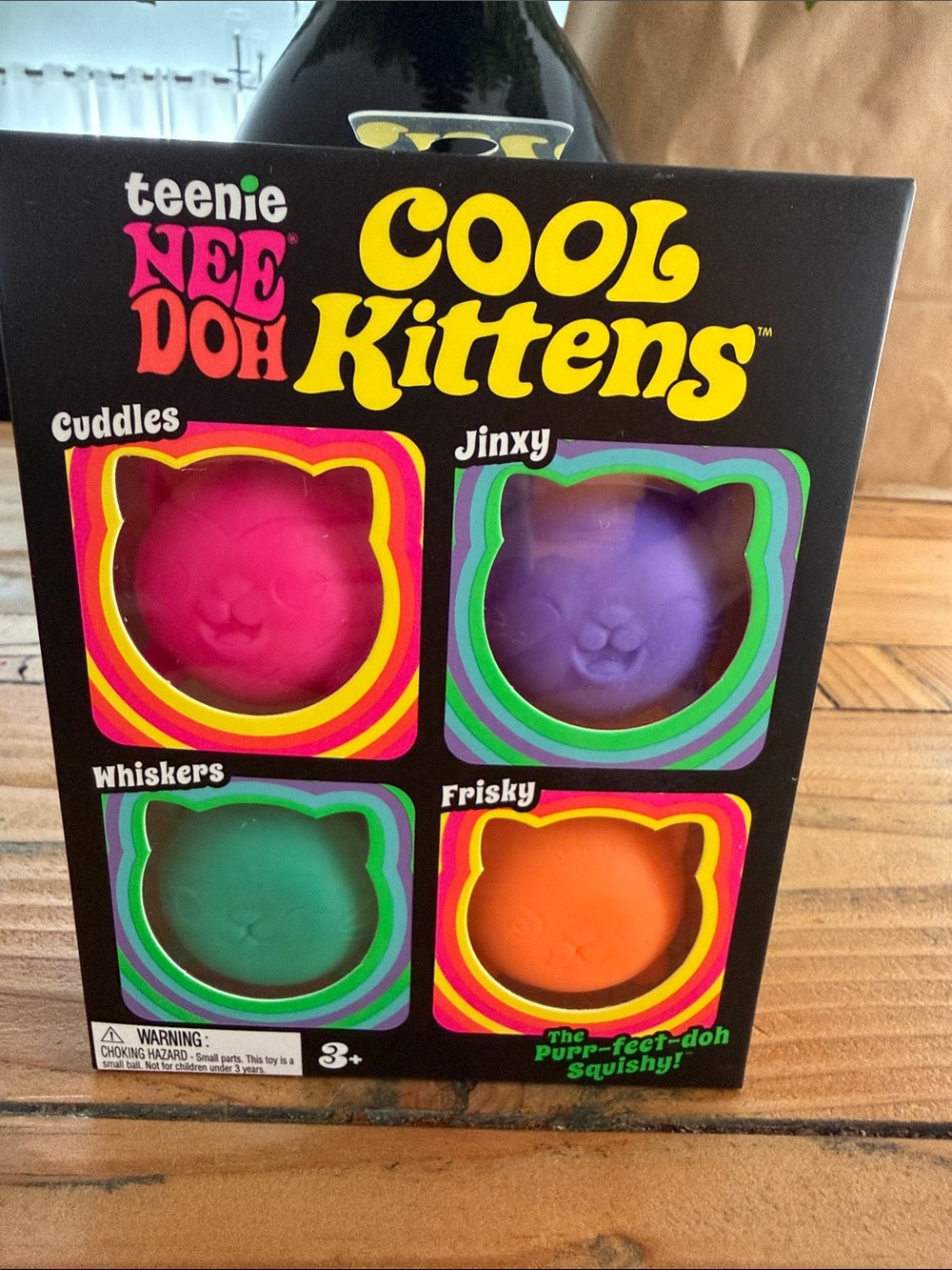 teenie NEE DOH Cool Kittens 4-Pack - Pink, Purple, Green, Orange Authentic